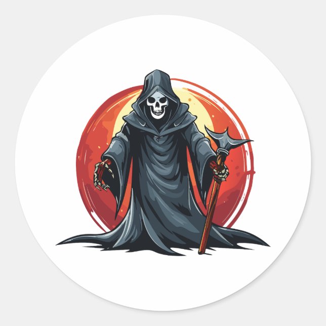Adesivo Redondo Ceifador com morte de foice (Frente)