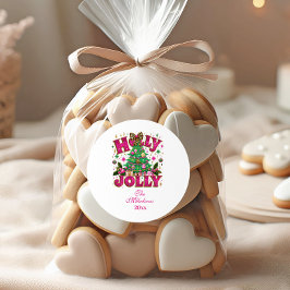 Adesivo Redondo Celebração da Arco Leopard Holly Jolly