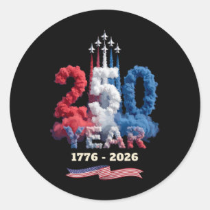 Adesivo Redondo Celebração de 250 Anos 1776 2026 Orgulho da Améric