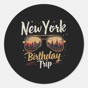 Adesivo Redondo Celebração de Aniversário da Linha do Céu de Nyc V