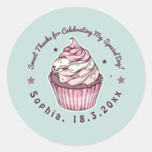 Celebração de Aniversário do Cupcake Doce Obrigado