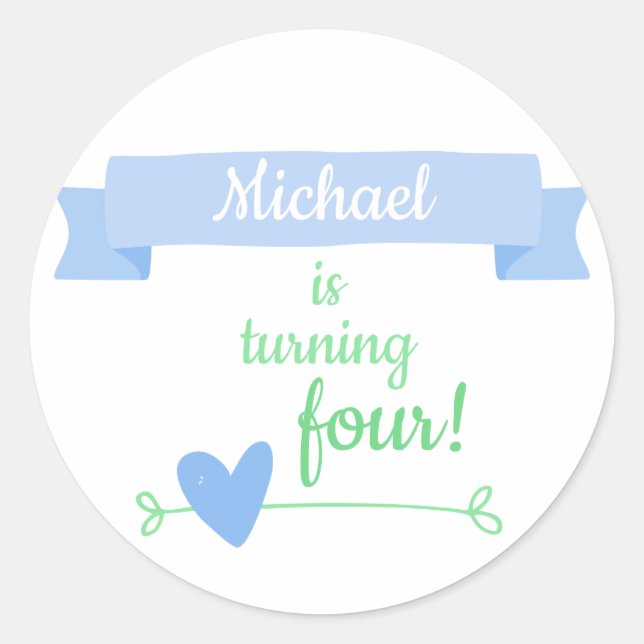 Adesivo Redondo Celebração de Aniversário do Menino (Frente)