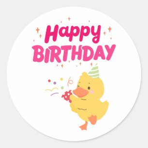 Adesivo Redondo Celebração de ANIVERSÁRIO Frango Fofa Kawaii Bebê