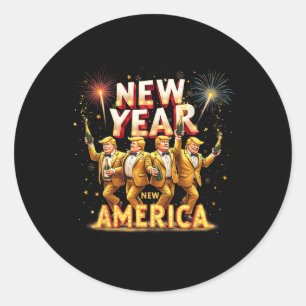 Adesivo Redondo Celebração de Ano Novo Trump Humor G Engraçado Pat