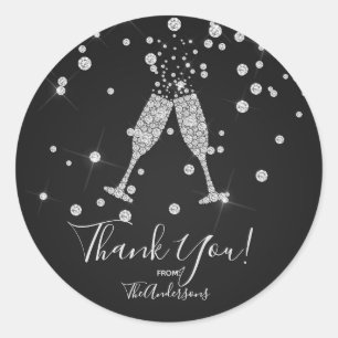 Adesivo Redondo Celebração de Brinde de Champanhe de Ouros: Favor 