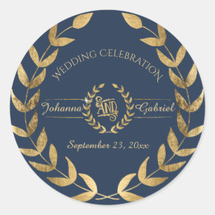 Adesivo Redondo Celebração de Casamento Dourado do Marinho Folaf
