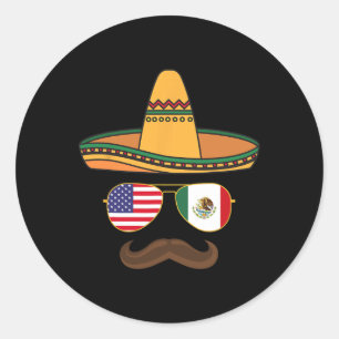 Adesivo Redondo Celebração de Cinco de Mayo Mexicano Americano 202