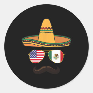 Adesivo Redondo Celebração de Cinco de Mayo Mexicano Americano 202