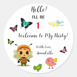 Adesivo Redondo Celebração de Crianças de Festa de Jardim