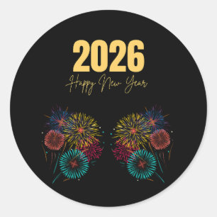 Adesivo Redondo Celebração de Fogos de Artifício do Ano Novo 2026