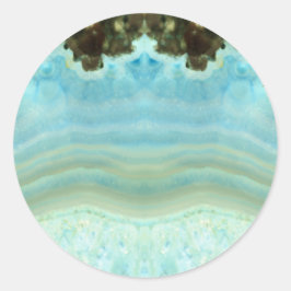 Adesivo Redondo Celebração de Gemstone Azul Chic com Tendência Per