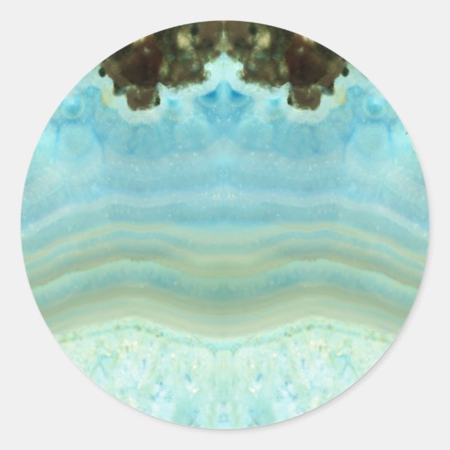 Adesivo Redondo Celebração de Gemstone Azul Chic com Tendência Per (Frente)