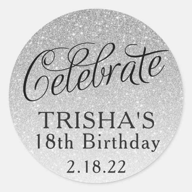 Adesivo Redondo Celebração de Largura de Prata (Frente)