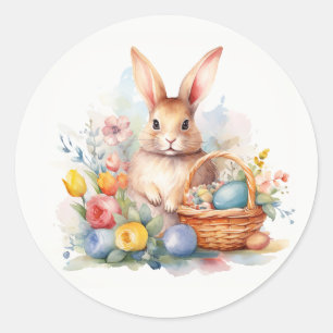 Adesivo Redondo Celebração de primavera - Coelhinho de Páscoa