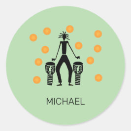 Adesivo Redondo Celebração de Silhouette Art Africano