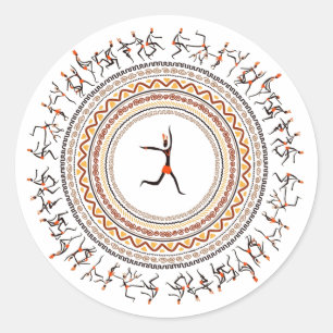 Adesivo Redondo Celebração/design africano do motivo da dança