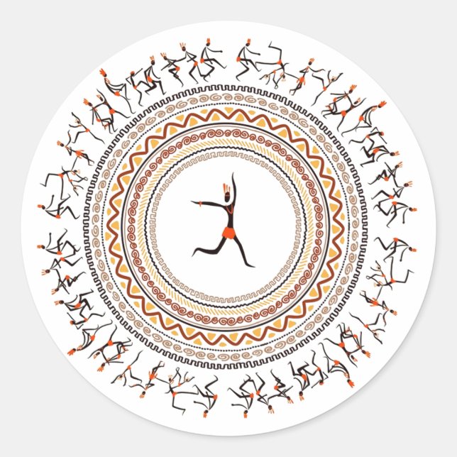 Adesivo Redondo Celebração/Design de dança popular africana (Frente)