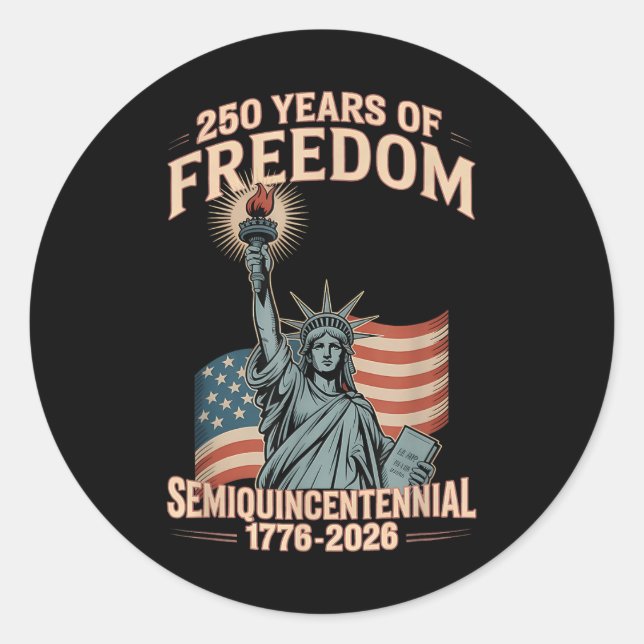 Adesivo Redondo Celebração do 250º Aniversário Americano 250 Anos  (Frente)