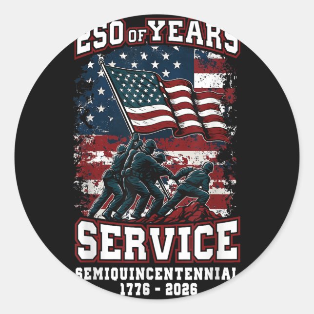 Adesivo Redondo Celebração do 250º Aniversário Americano 250 Anos  (Frente)