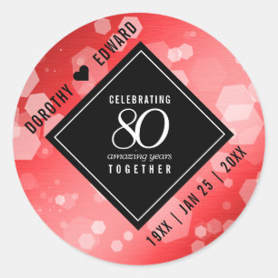 Adesivo Redondo Celebração do Aniversário de Casamento da 80 Ru