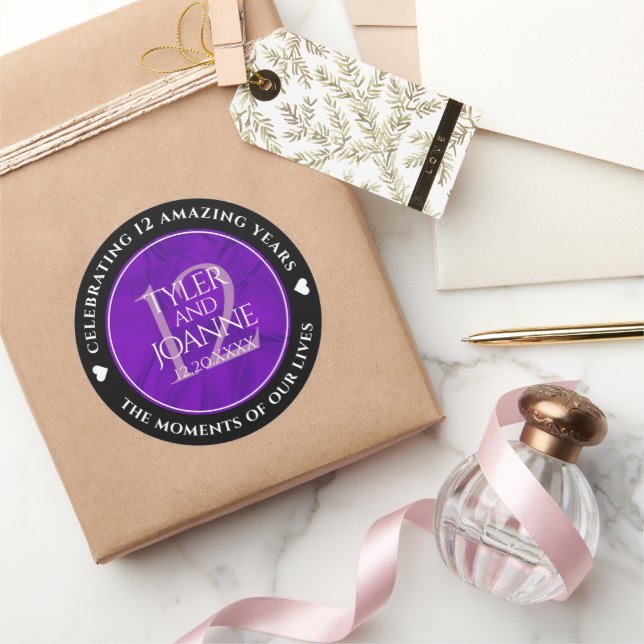 Adesivo Redondo Celebração do Aniversário do Casamento da Seda da  (Presentear)