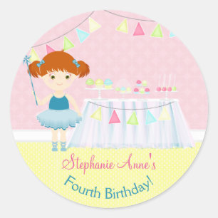 Adesivo Redondo Celebração do Cupcake Ballerina