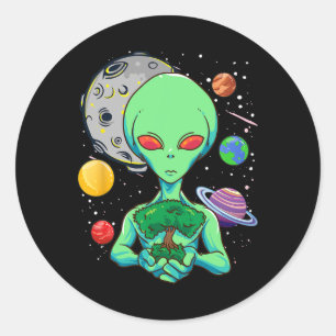 Adesivo Redondo Celebração Do Dia Espacial Árvore Cósmica De Alien