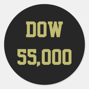 Adesivo Redondo Celebração do Dow 55.000 no Mercado de Ações