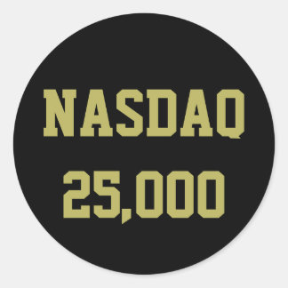 Adesivo Redondo Celebração do NASDAQ 25000 no Mercado de Ações