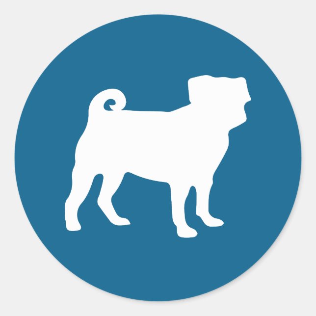 Adesivo Redondo Celebração do Tema Azul do Partido Pug (Frente)