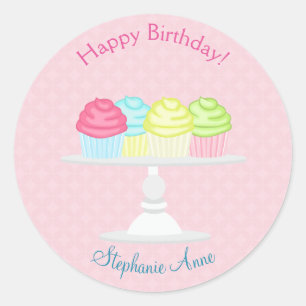 Adesivo Redondo Celebração doce do cupcake da bailarina