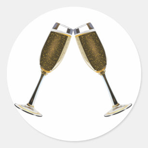 Adesivo Redondo Celebração dos vidros de Champagne