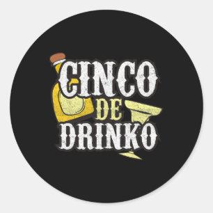 Adesivo Redondo Celebração Engraçado Cinco De Mayo Drinko