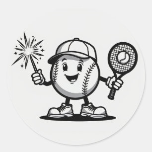 Adesivo Redondo Celebração esportiva: Feliz beisebol com Sparkler