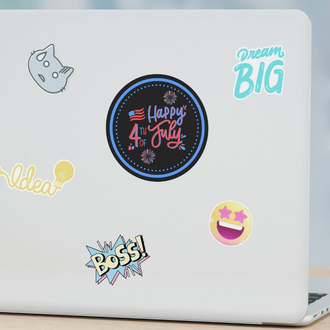 Adesivo Redondo Celebração Patriótica Branca e Azul (Criador carregado)