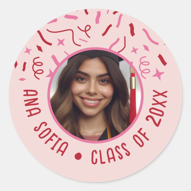 Adesivo Redondo Celebração Personalizada Foto Festiva (Frente)