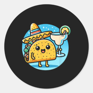 Adesivo Redondo Celebração Taco Margarita Comida Esportiva Mexican
