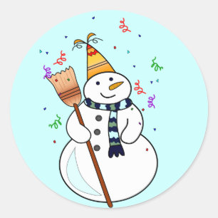 Adesivo Redondo Celebrando Snowman Sticker