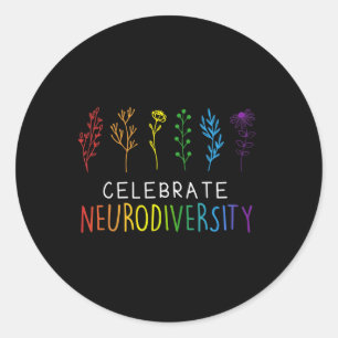 Adesivo Redondo Celebrar a Neurodiversidade Saúde Mental Autismo A
