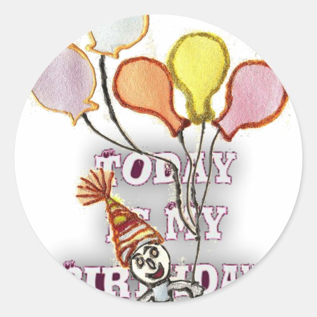 Adesivo Redondo Celebrar com a nossa alegria saudação de aniversár (Frente)