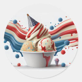 Adesivo Redondo Celebrar com Azul Branco Vermelho