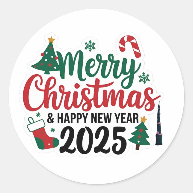 Adesivo Redondo Celebrar com Cada Pau: Vinhetas do ano 2025 (Frente)