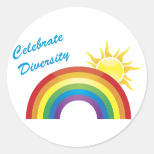 Adesivo Redondo Celebrar Diversidade - Rainbow Sun Stickers