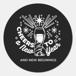 Adesivo Redondo Celebrar Nova Ilustração de Vidro de Começo