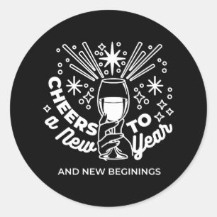 Adesivo Redondo Celebrar Nova Ilustração de Vidro de Começo