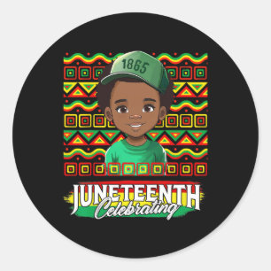 Adesivo Redondo Celebrar o Black Freedom Day Black Boy Toddler Kid