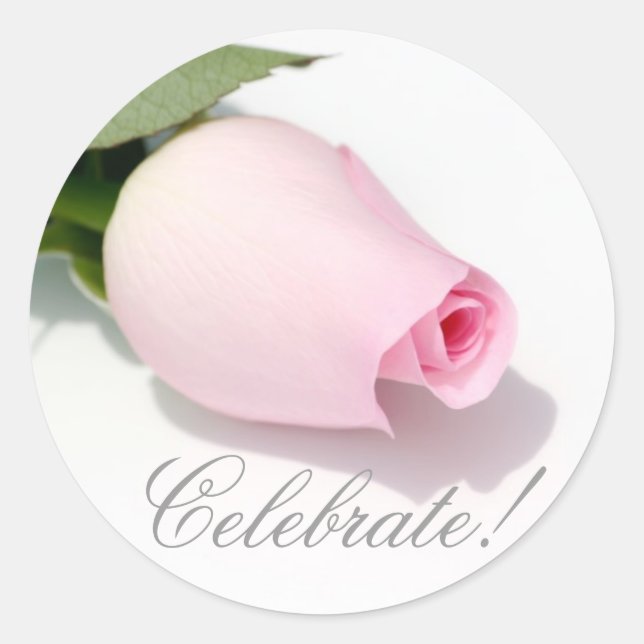Adesivo Redondo Celebrar! Pink Rose Sticker (Frente)