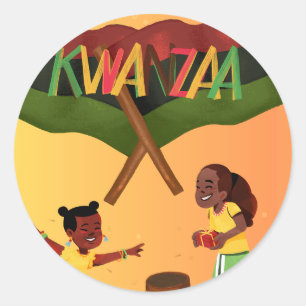 Adesivo Redondo "Celebrar Unidade: Um Encontro Joyful Kwanzaa"