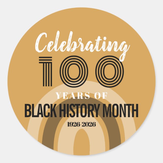 Adesivo Redondo Celebrating 100 Years Of Black History Month (Frente)