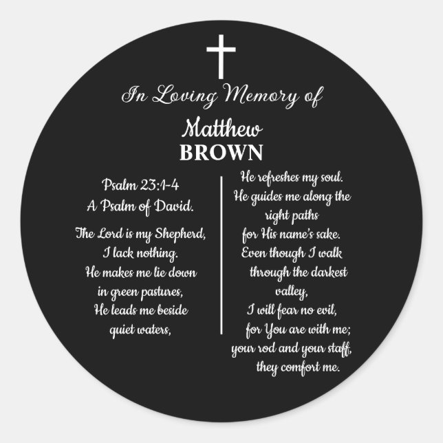 Adesivo Redondo Celebration Of Life Bible Verse Funeral (Frente)